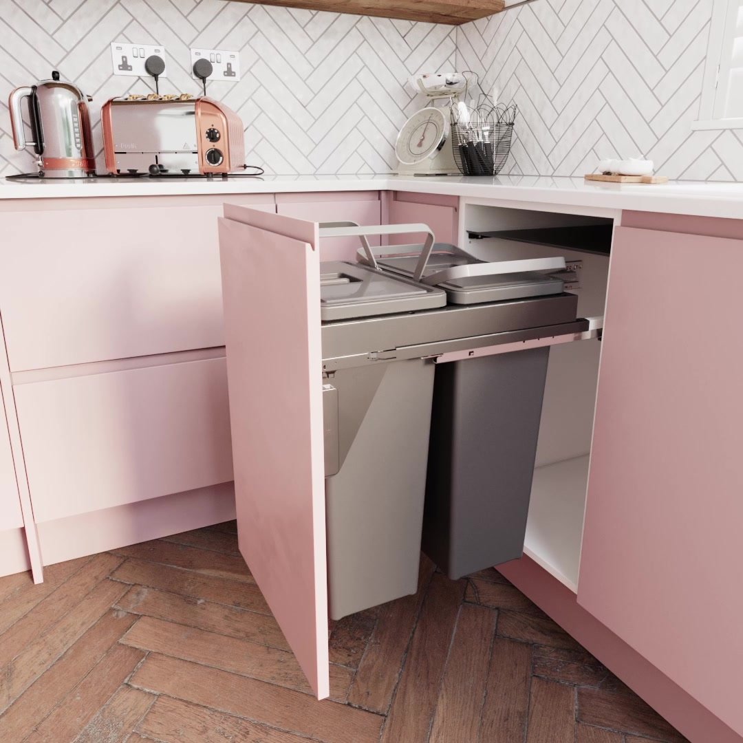 Corner clearance cupboard bin
