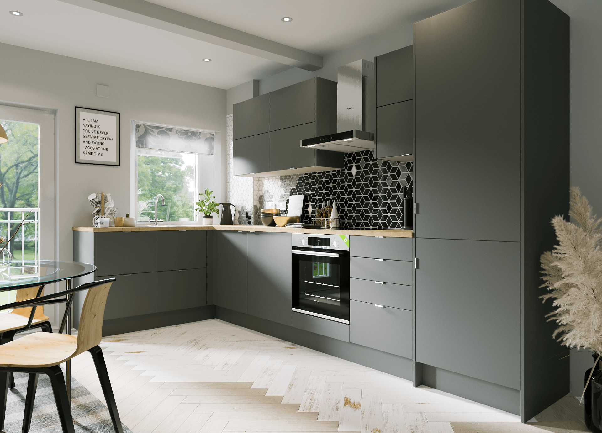 Dark grey and charcoal kitchens