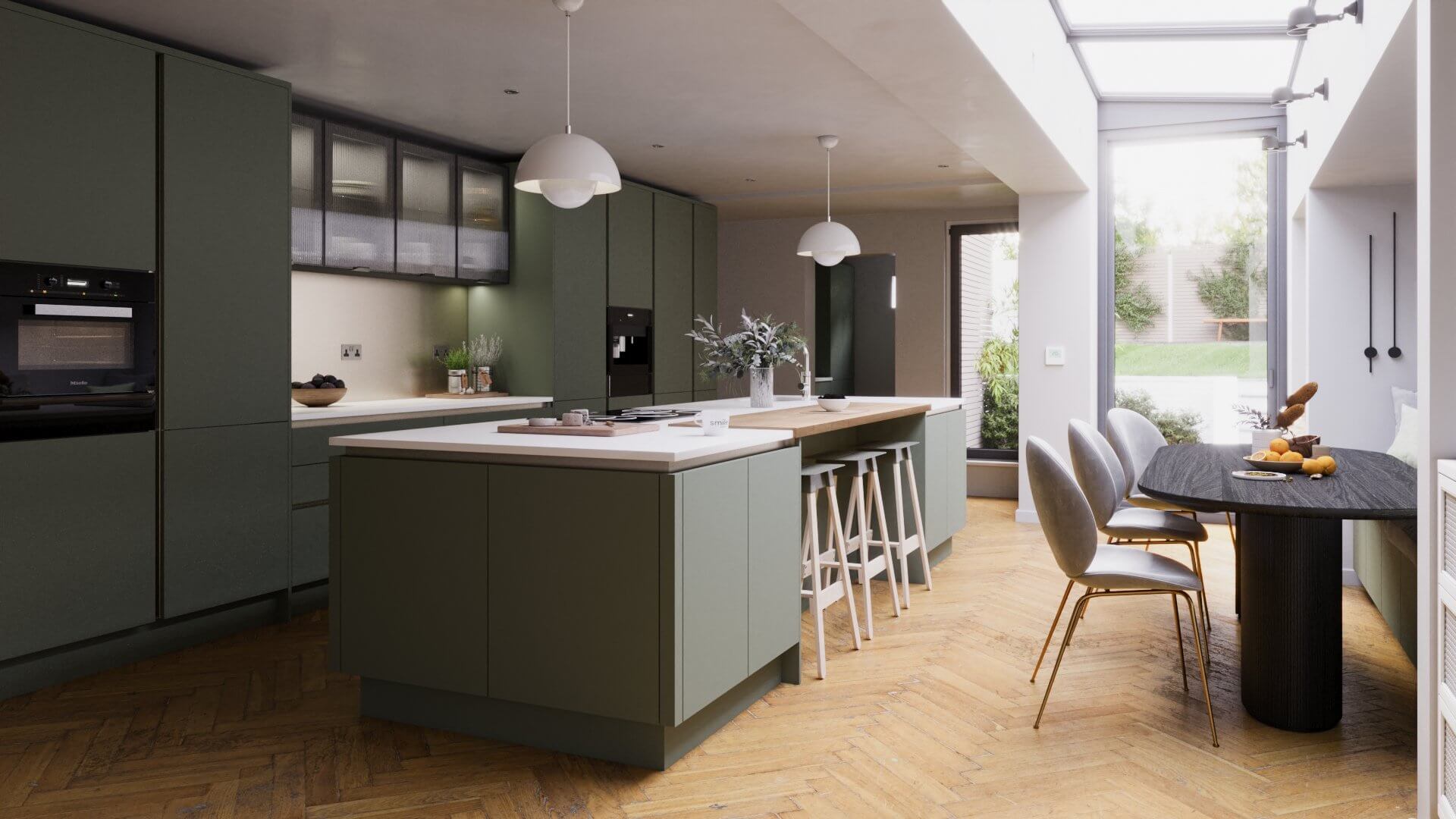 Olive and moss kitchens