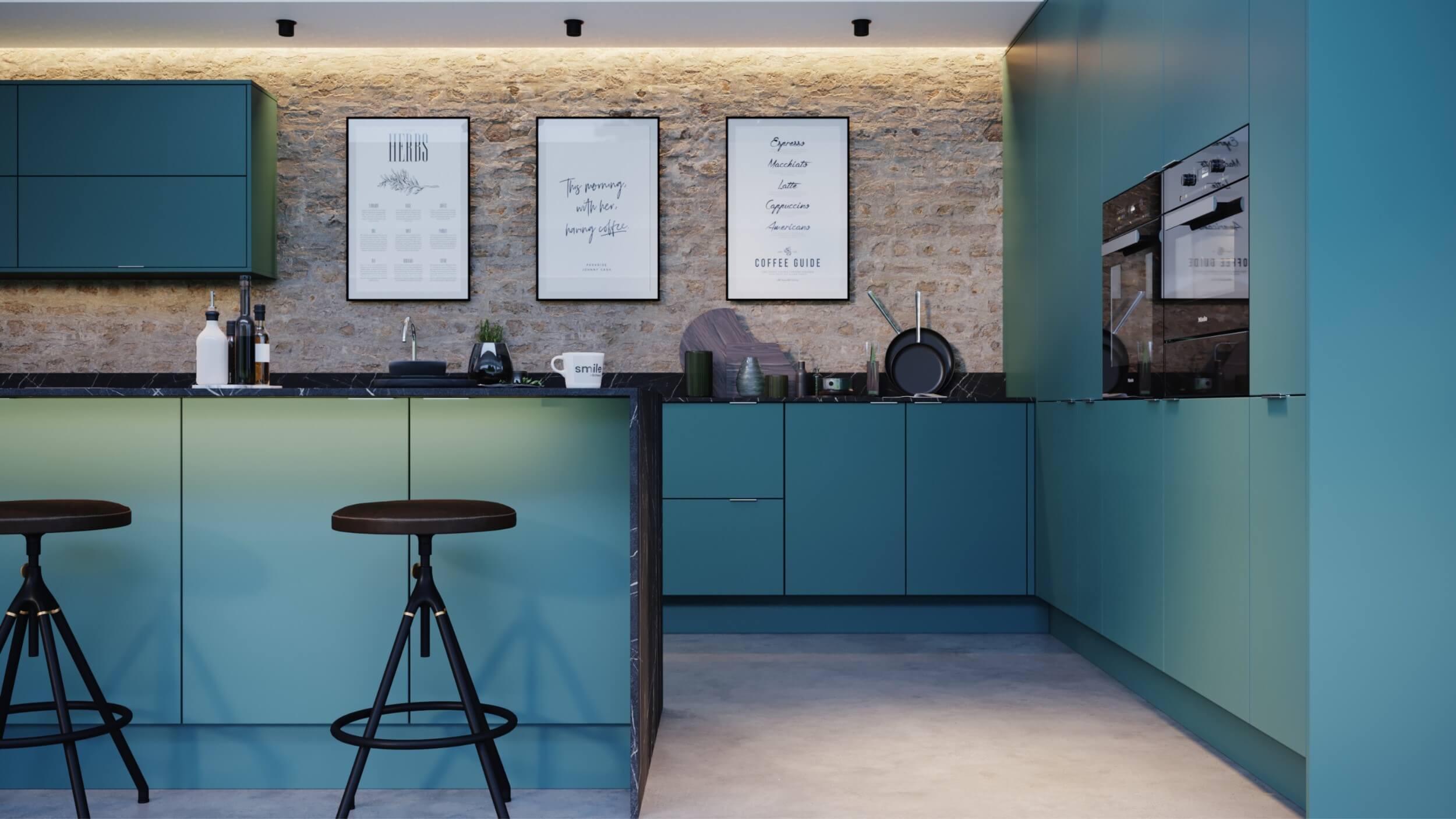 Emerald green kitchens