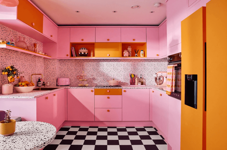 shocking pink kitchen